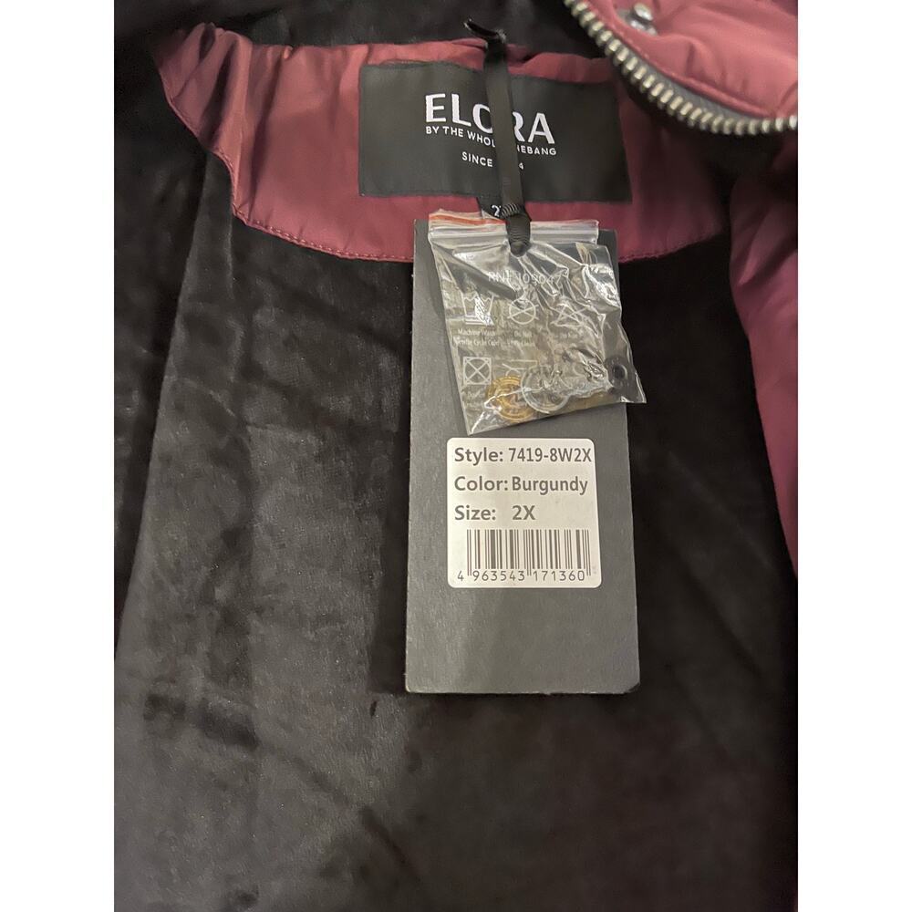 ELORA Women's Burgundy Puffer Coat 2X - Picture 5 of 11